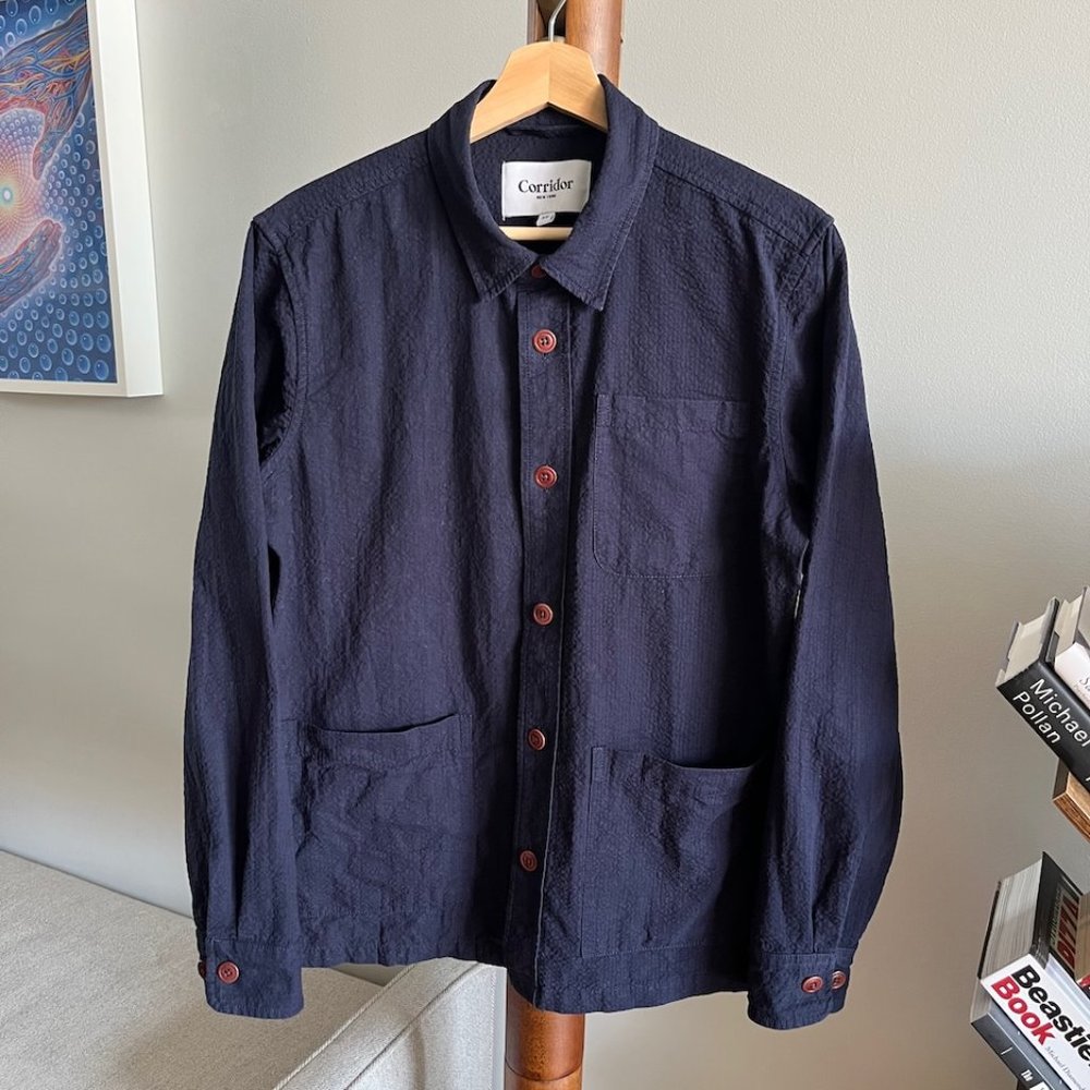 Corridor	Seersucker Overshirt (Navy) Size XS